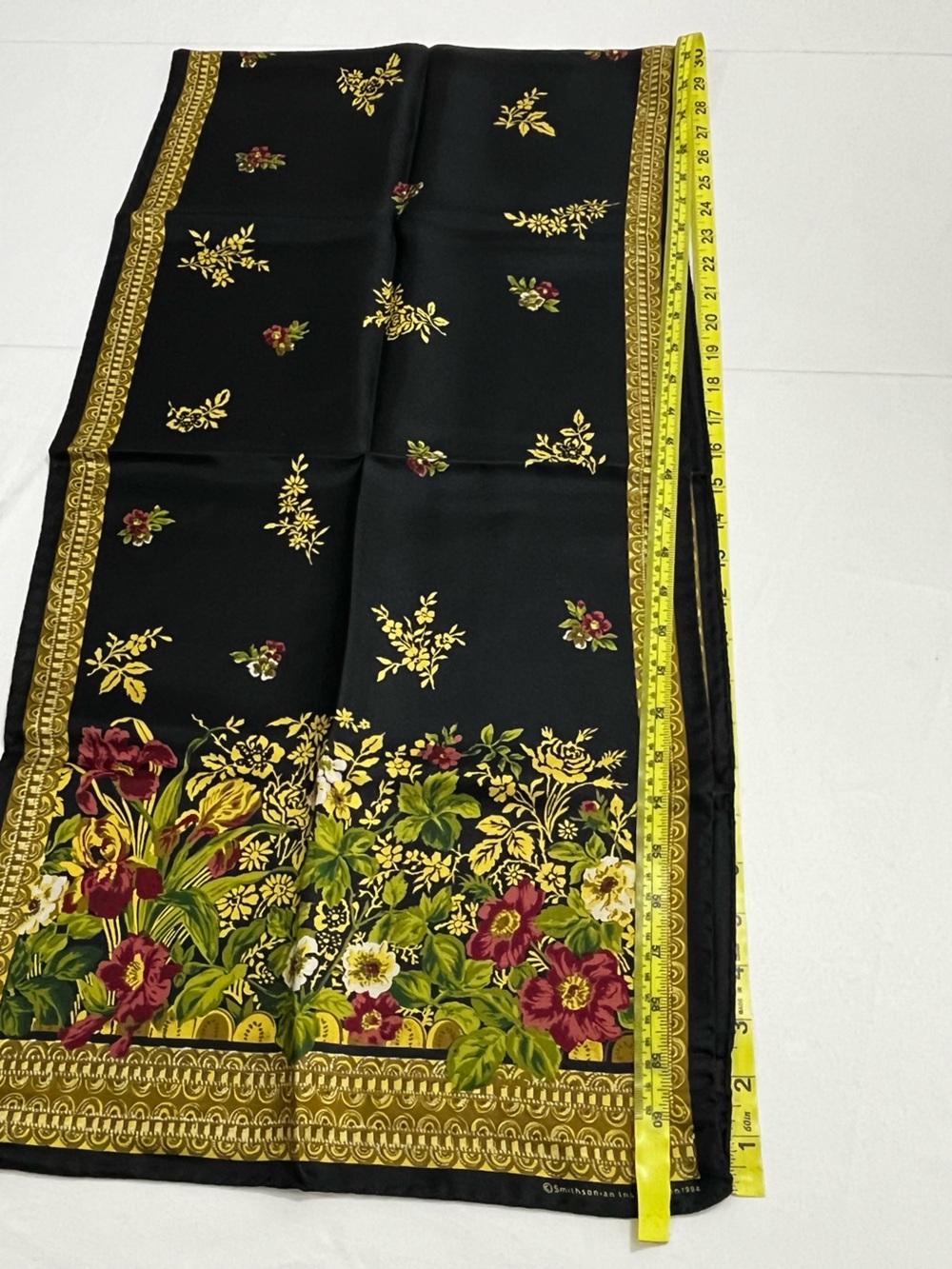 Vintage 90s Smithsonian Silk Scarf - Cascading Flowers - Picture 10 of 16